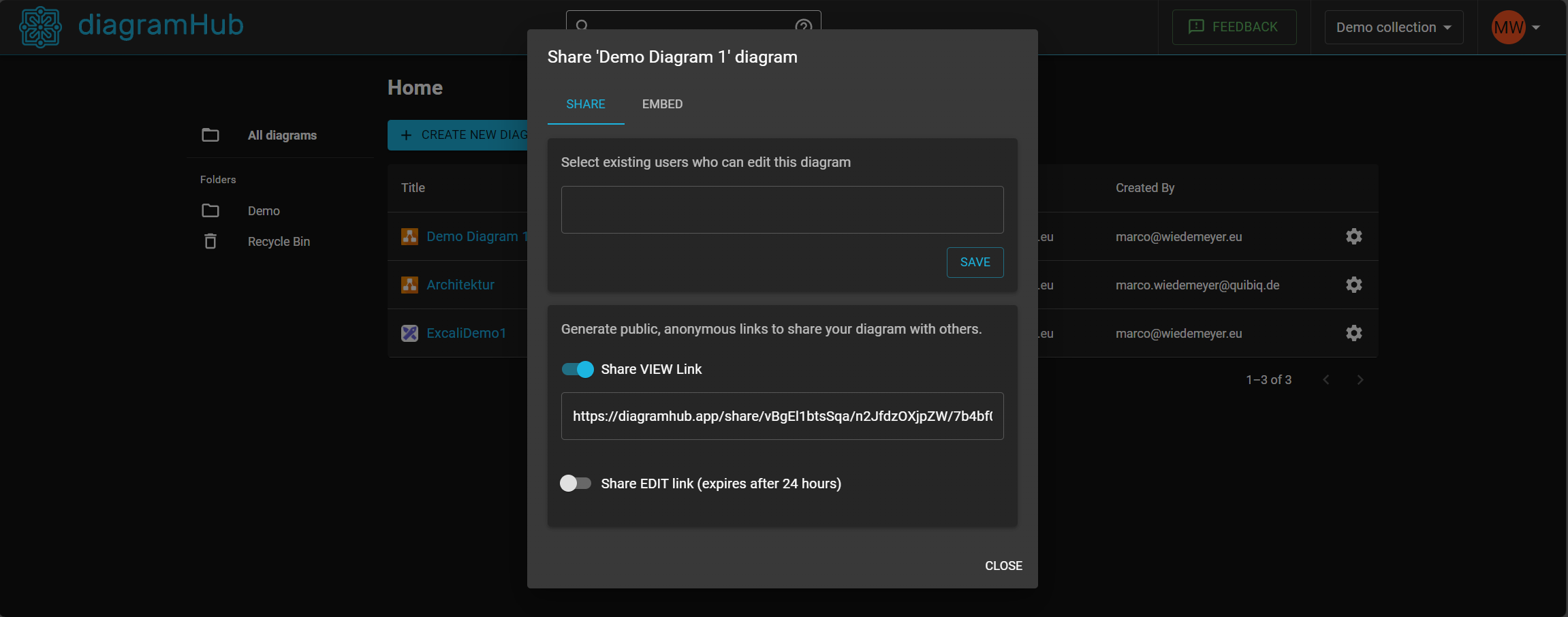diagramHub Share Screen